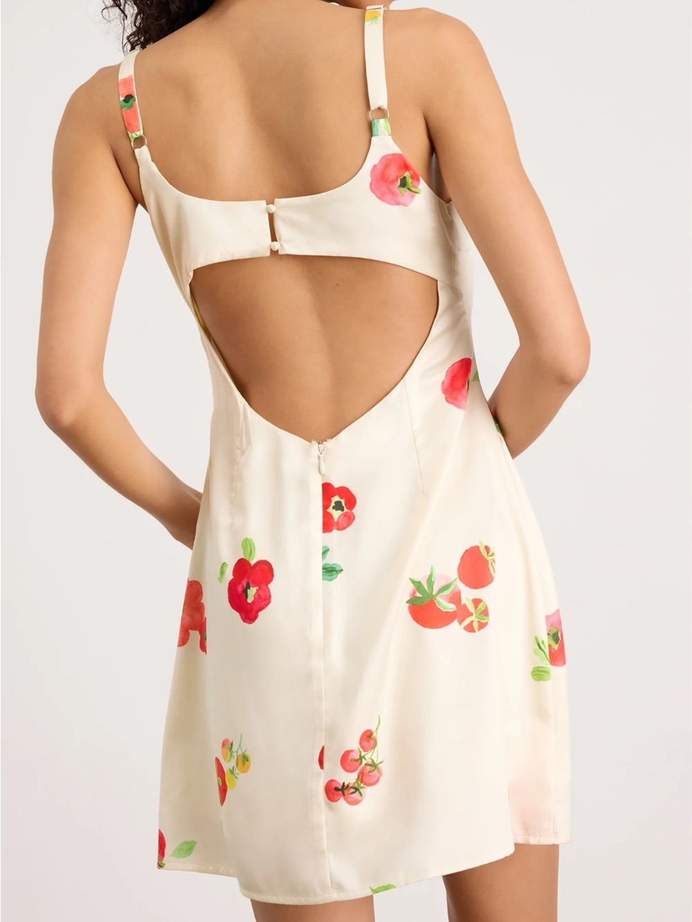 Lulu's Cream Mini Dress with Red Floral Print - Picture 2 of 5